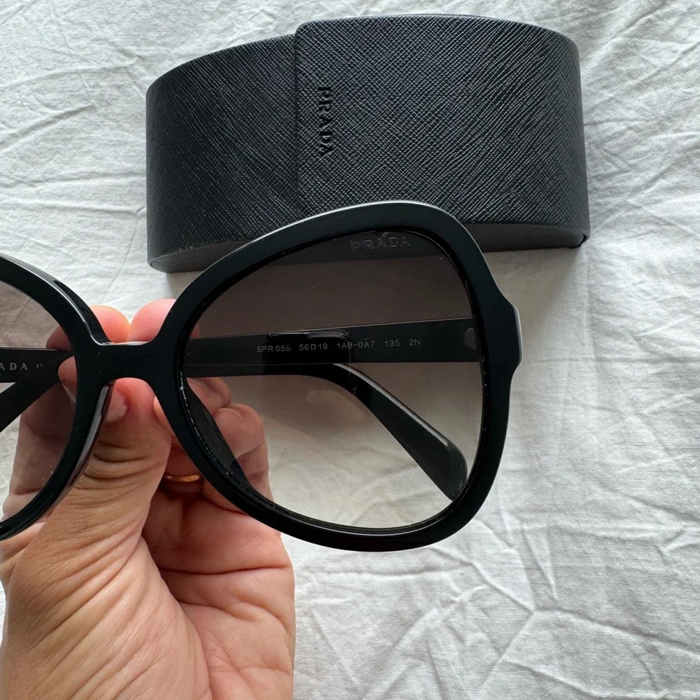 Prada Vintage Silver Logo Oversized Oval Black Mask Sunglasses - Picture 8 of 12